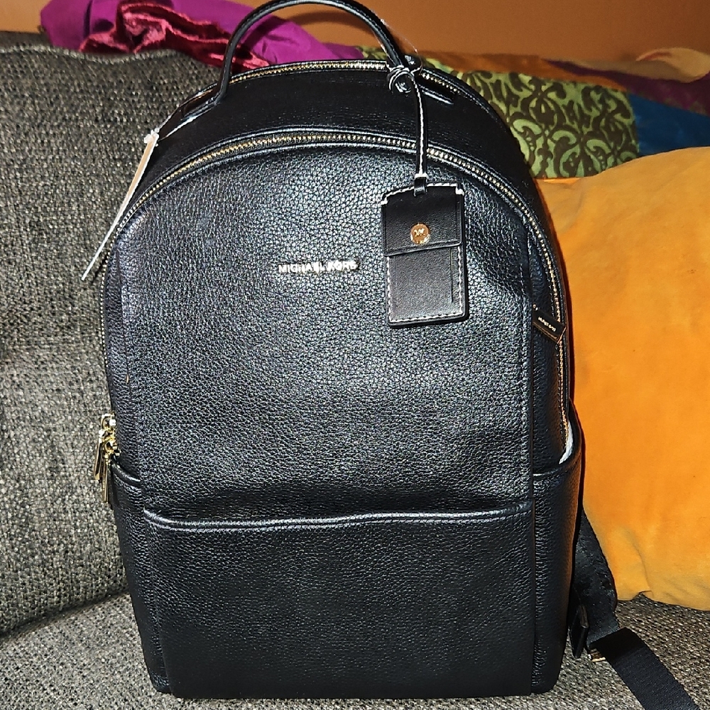 Michael Kors Black Textured Women's Backpack - Picture 1 of 14